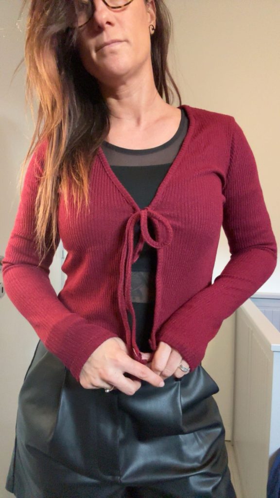 Burgundy croptop lange mouw 