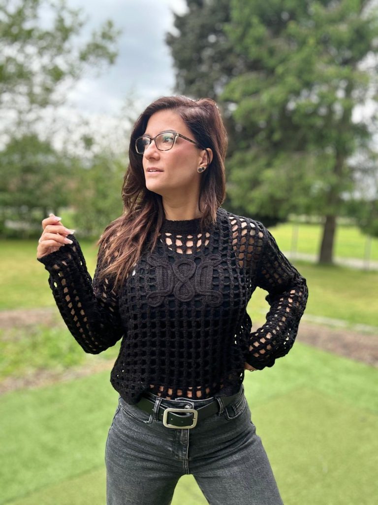 black open knit sweater